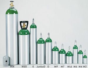 Oxygen Cylinders, Oxygen Tanks, Size M2 to H(K)